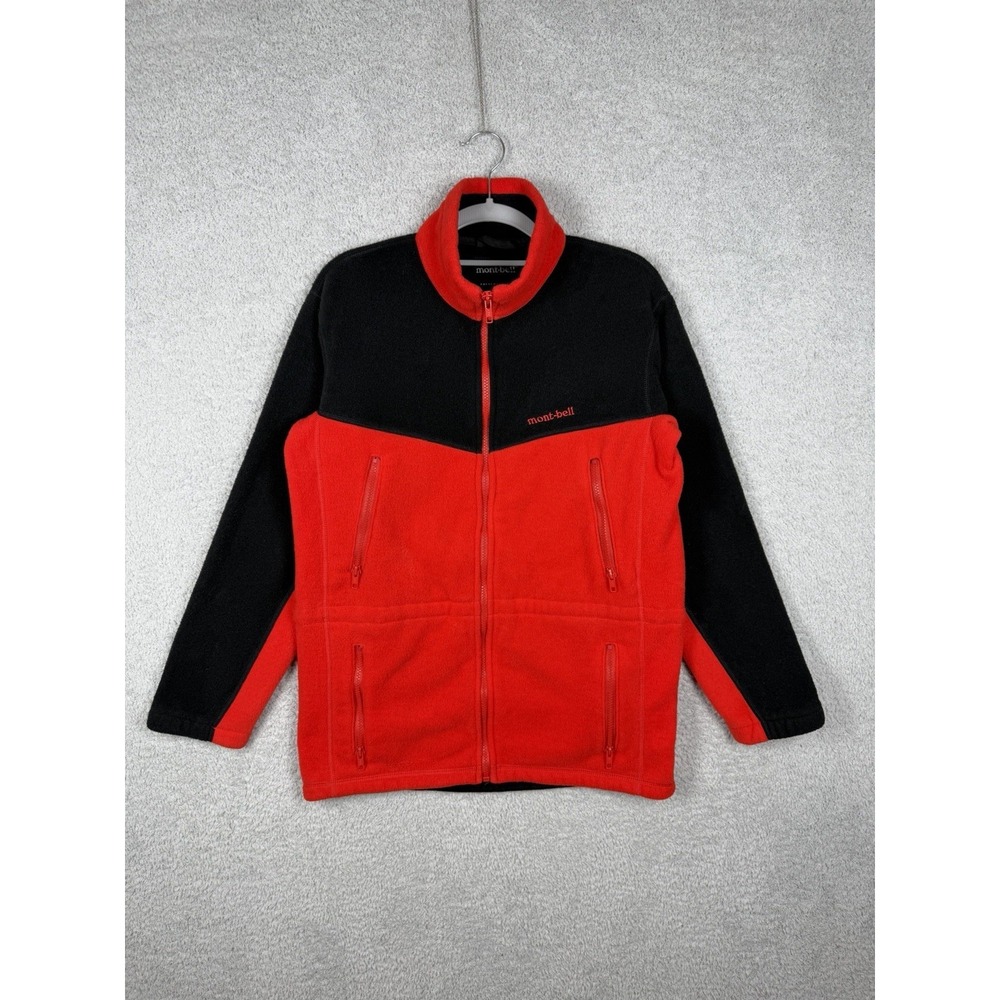 VTG MontBell x Lands'‎ End Zip Up Fleece Jacket Women's Size S Red Black USA Tag
